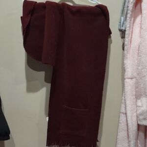 Burgundy Shoulder Wrap, Scarf with Pockets